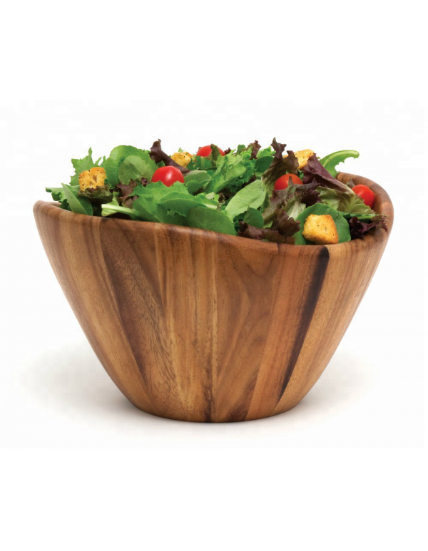 High Quality Acacia Wood Wave Salad Bowl for Salad and Fruit 