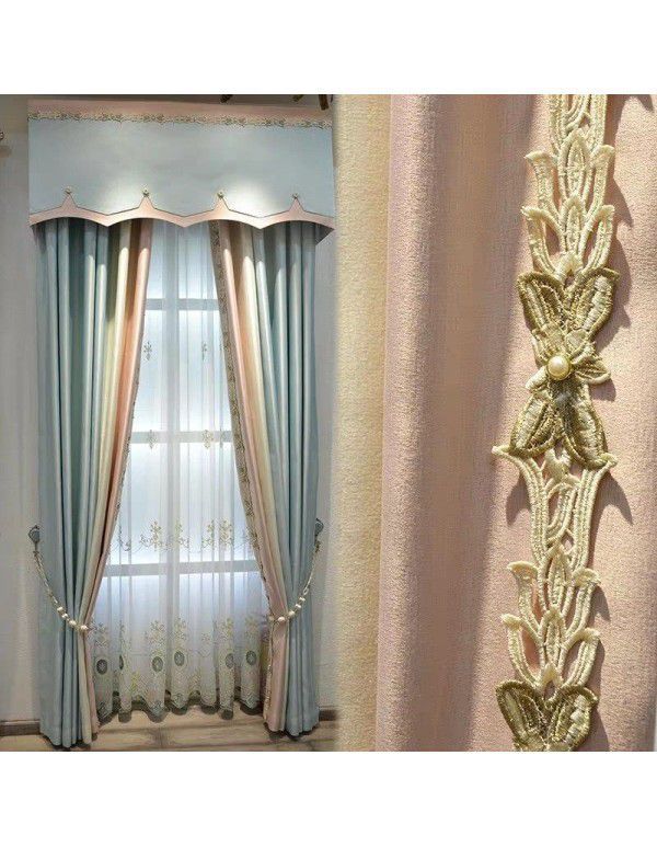Modern light luxury curtain texture, satin luster, silk cotton, high precision living room, thickened shading, high-grade fabric