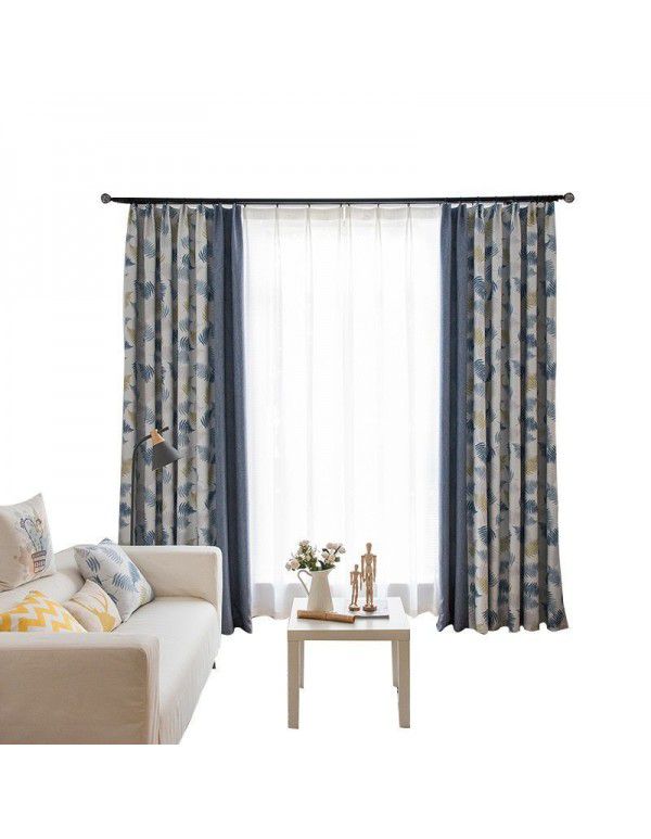 Northern Europe Beige printing shading curtain fabric curtain living room bedroom splicing curtain finished customization