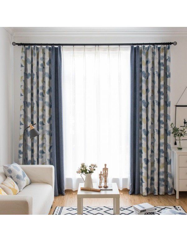 Northern Europe Beige printing shading curtain fabric curtain living room bedroom splicing curtain finished customization