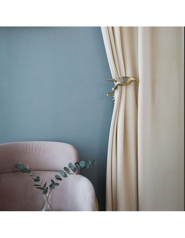 Modern simple light luxury Chinese thickened flannelette curtain finished customized cotton velvet rose Nordic dirty powder 