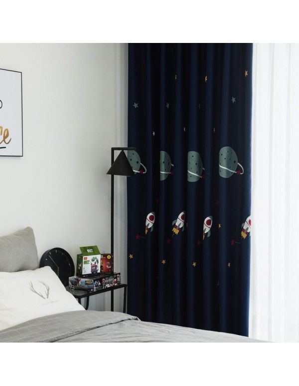 Boys cartoon Navy high shading curtain cloth embroidered curtain finished customized children's bedroom outdoor space
