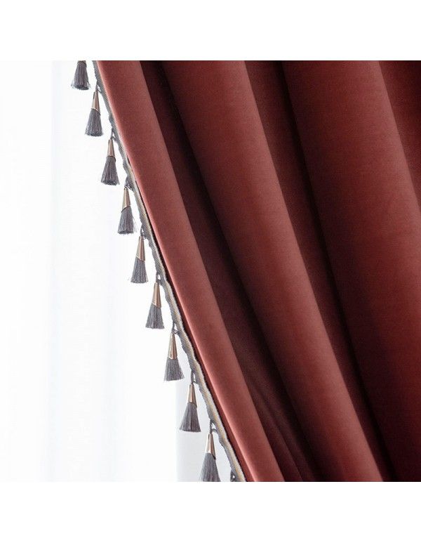 Black Mink shading curtain without inverted velvet light luxury Chinese thickened h high grade bedroom hotel engineering product customization