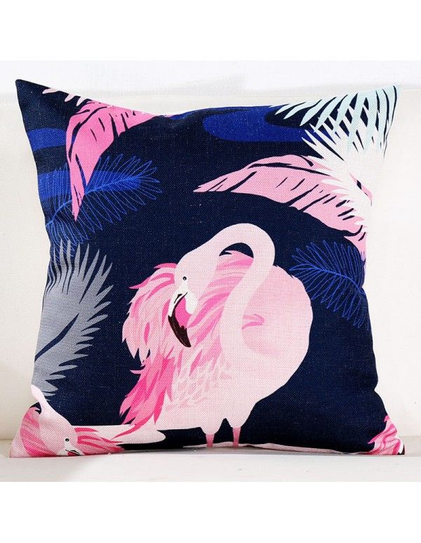 Fabric pink tropical Flamingo garden cushion art sofa back cushion cotton linen waist 