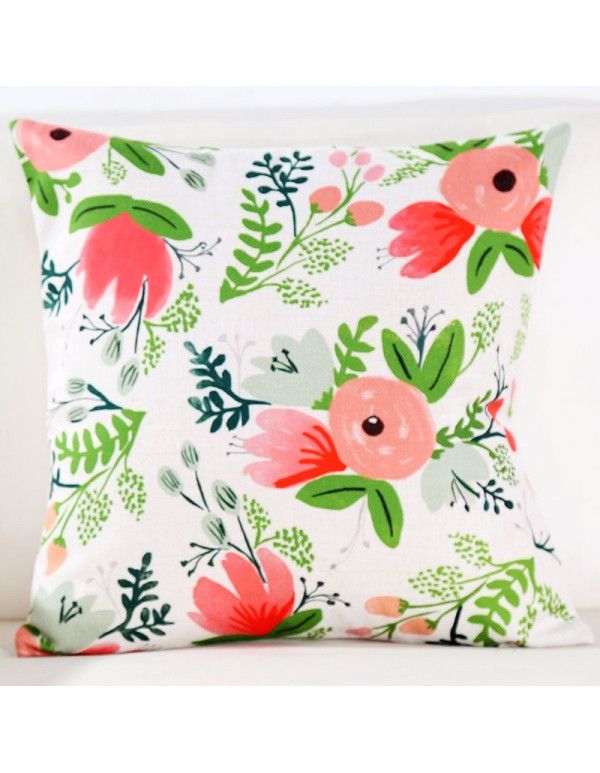 Small fresh rural fabric ins cotton linen pillow office waist pillow sofa headrest cushion pillow American backrest 