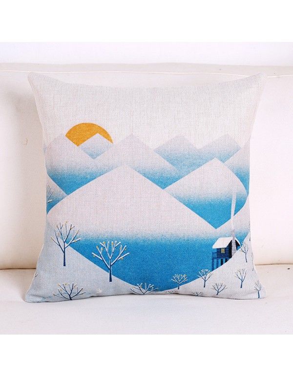 Nordic fresh illustration sofa throw pillow cushion to draw customized cotton hemp pillow pillow pillow and waistband 