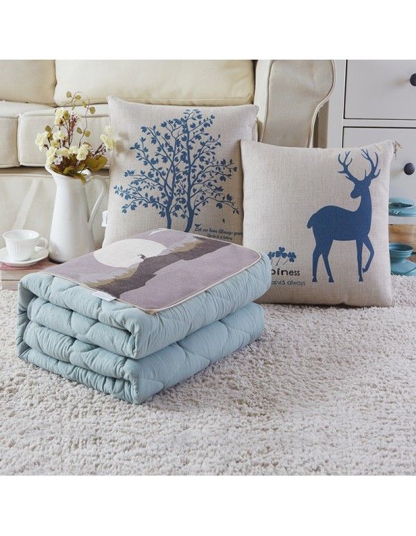 A multi-functional and thickened cotton linen water wash cotton cushion cushion pillow quilt with customized logo 