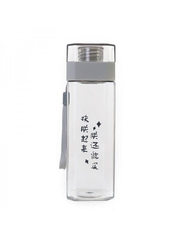 Korean square plastic space Cup portable outdoor sports water bottle anti falling sealed student cup 