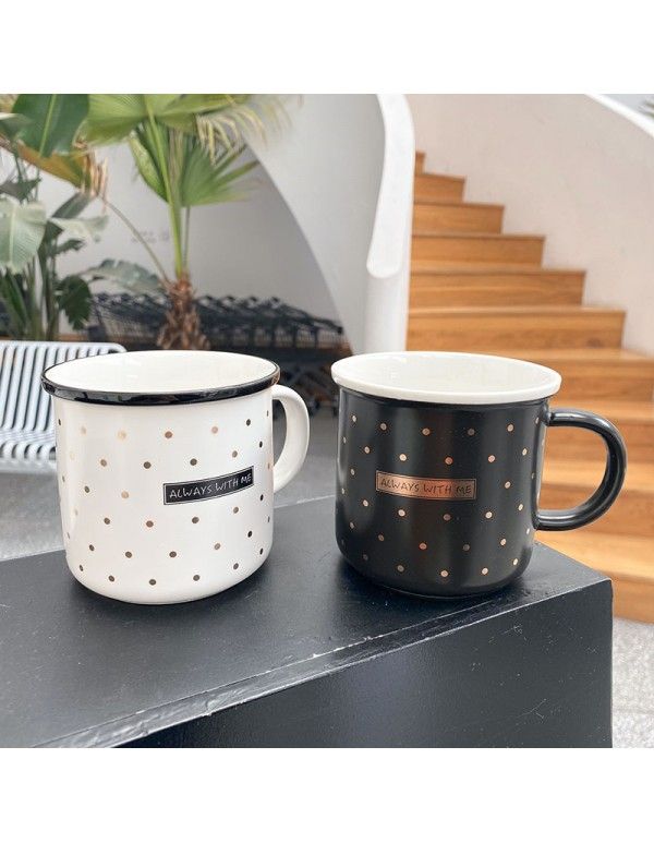 Nordic ins simple wave point black and white ceramic cup Restaurant Hotel Art small fresh water cup student couple cup 