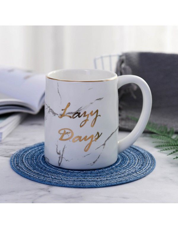 Nordic style marble ceramic cup handle business office coffee cup student couple Mug water cup 