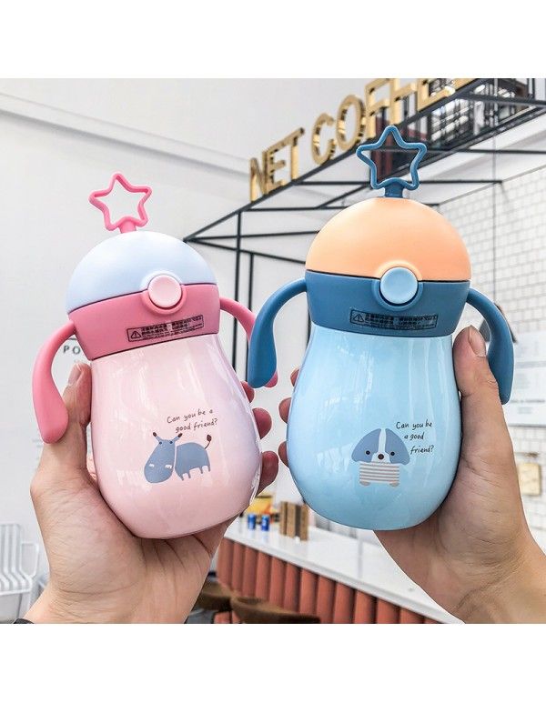 Medical 316 stainless steel star baby warm cup cute cartoon children's Straw Cup outdoor portable cup 