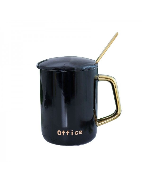 Mark ceramic cup creative black and white painted gold drinking cup office home coffee milk tea cup student couple cup 