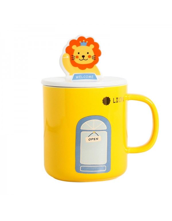 Cute cute cute animal ceramic cup small fresh creative Mug business office mobile phone bracket water cup 