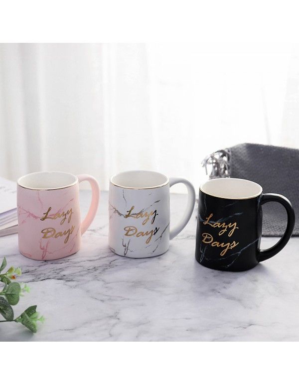 Nordic style marble ceramic cup handle business office coffee cup student couple Mug water cup 