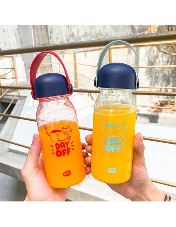 Cartoon creative cat portable plastic cup adult fitness outdoor sports student trend gift water cup 