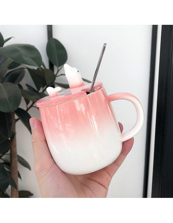 Dolphin mobile phone holder ceramic cup gradient dolphin Zakka cup net red simple student lovely Mug 