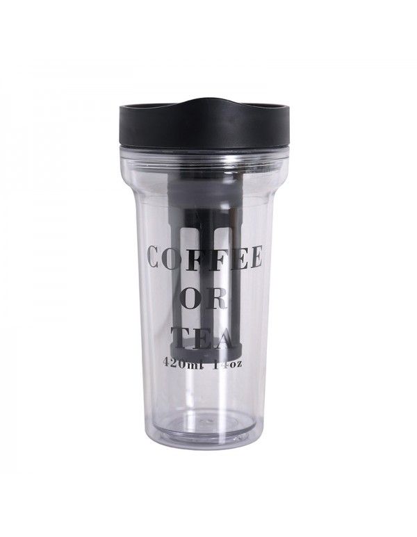 South Korea double layer large capacity tea separated by plastic coffee cup 