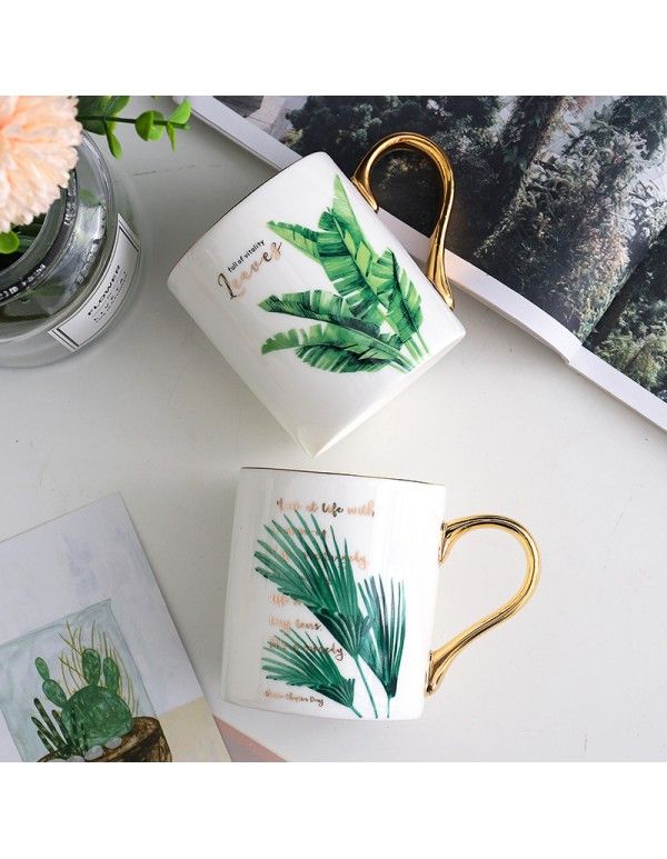 Nordic style ins gold ceramic cup creative Mug business office coffee water cup with gift cup 