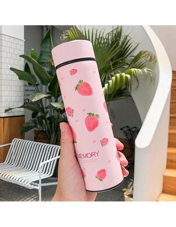 Korean tea, strawberry net red heat preservation cup, vacuum stainless steel filter water cup, lovely little fresh student cup 