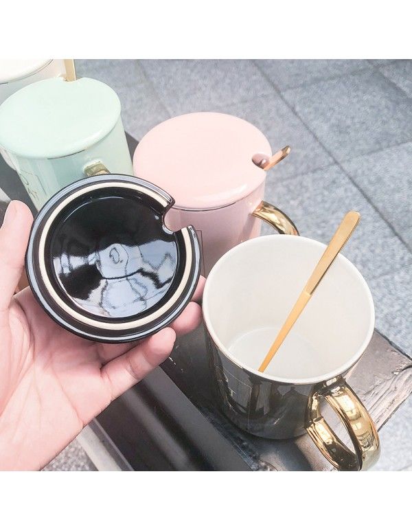 Nordic ins gold coated English ceramic cup cute little fresh student cup business office coffee cup 