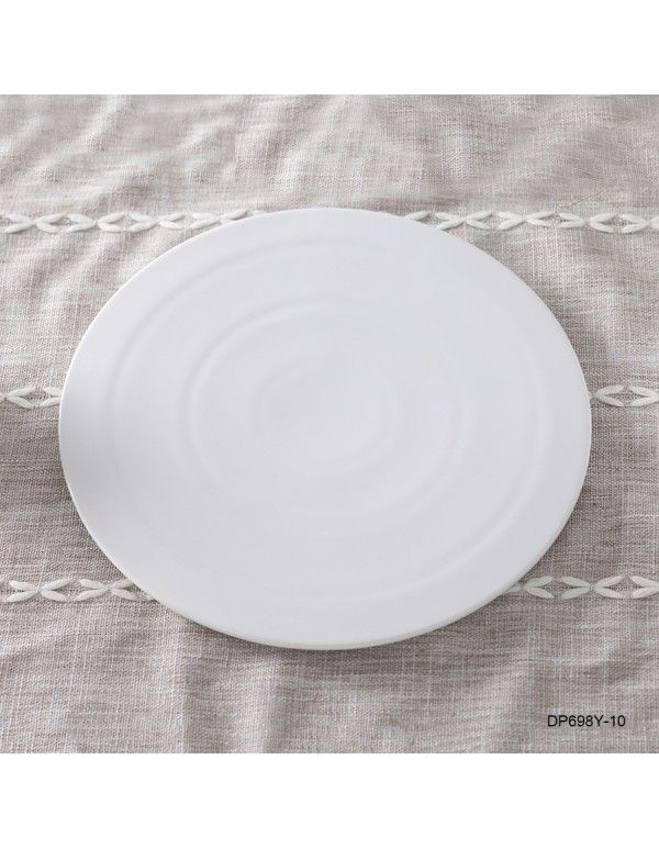 10 inch White Western food plate custom logo round tray European ceramic flat plate steak plate 