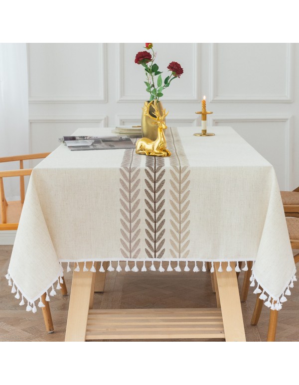 Amazon European tassel table cloth thorn embroidered leaf party household desktop decoration dustproof tablecloth Cover Towel