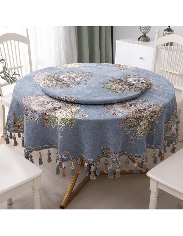 European style round table cloth art round table cloth oval Western food table pad round table household tea table turntable set 