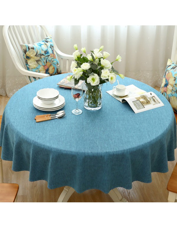 Round table cloth solid color cotton linen American simple large table cloth art household round table cloth tea table cloth modern Chinese style 