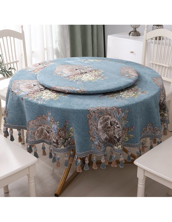 European style round table cloth art round table cloth oval Western food table pad round table household tea table turntable set 