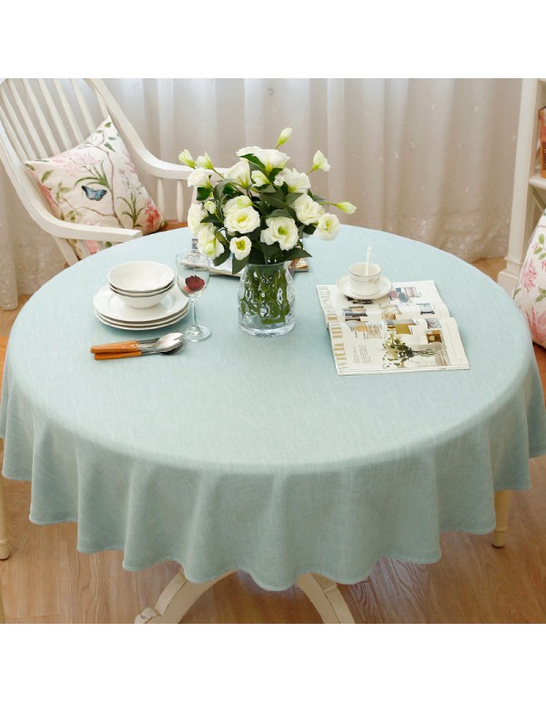 Round table cloth solid color cotton linen American simple large table cloth art household round table cloth tea table cloth modern Chinese style 